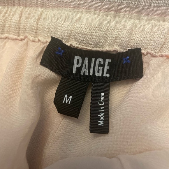 PAIGE Cream stripe lined pull on Pants Size M in Ecru Multi, pockets - Picture 5 of 9